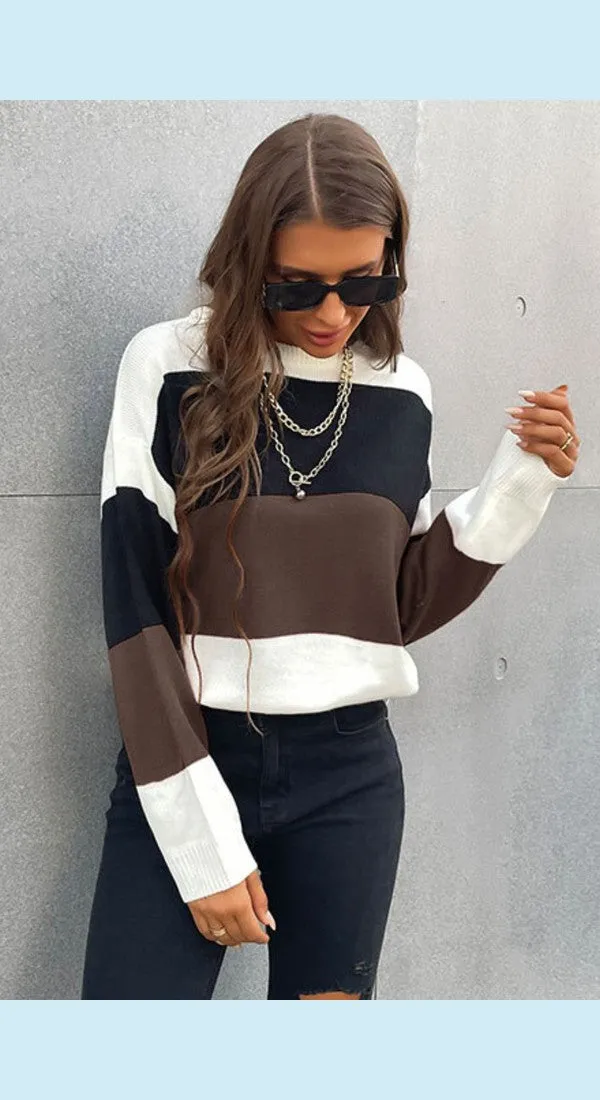 Longing For Fall Stylish Color Block Sweater