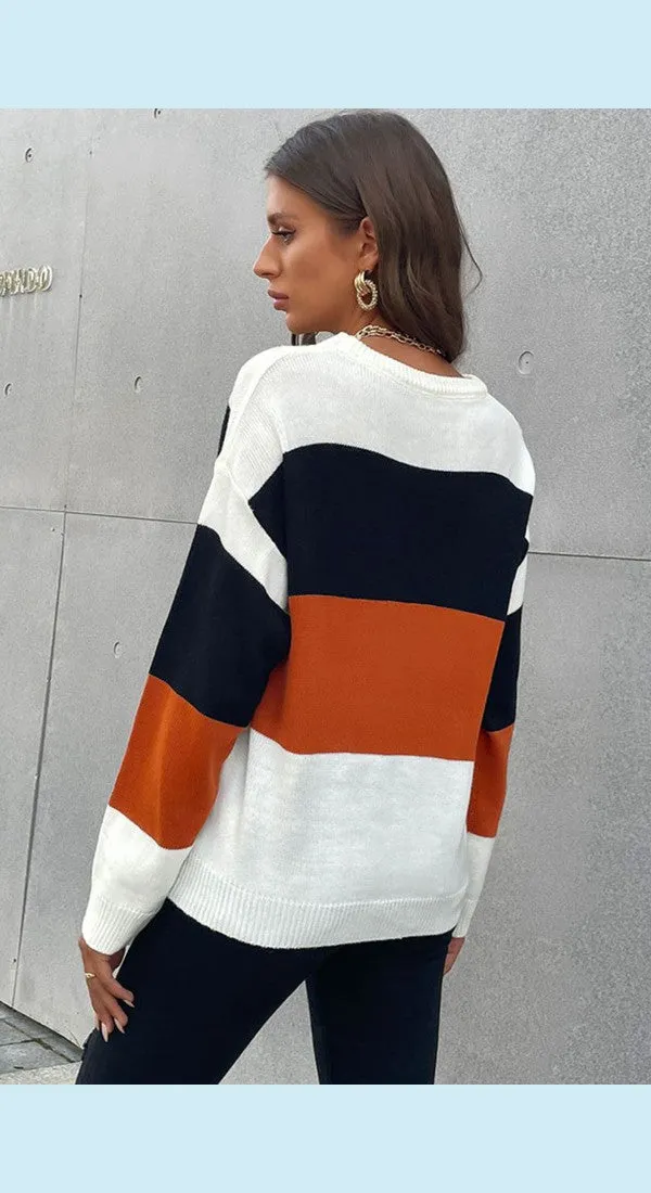 Longing For Fall Stylish Color Block Sweater