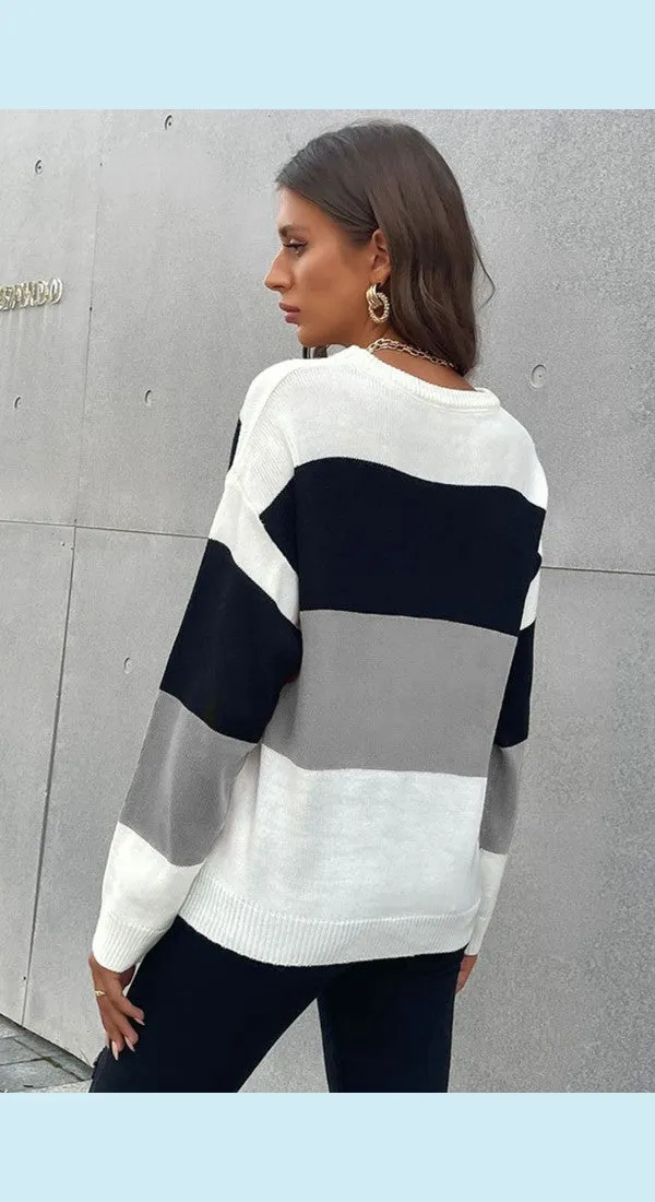 Longing For Fall Stylish Color Block Sweater