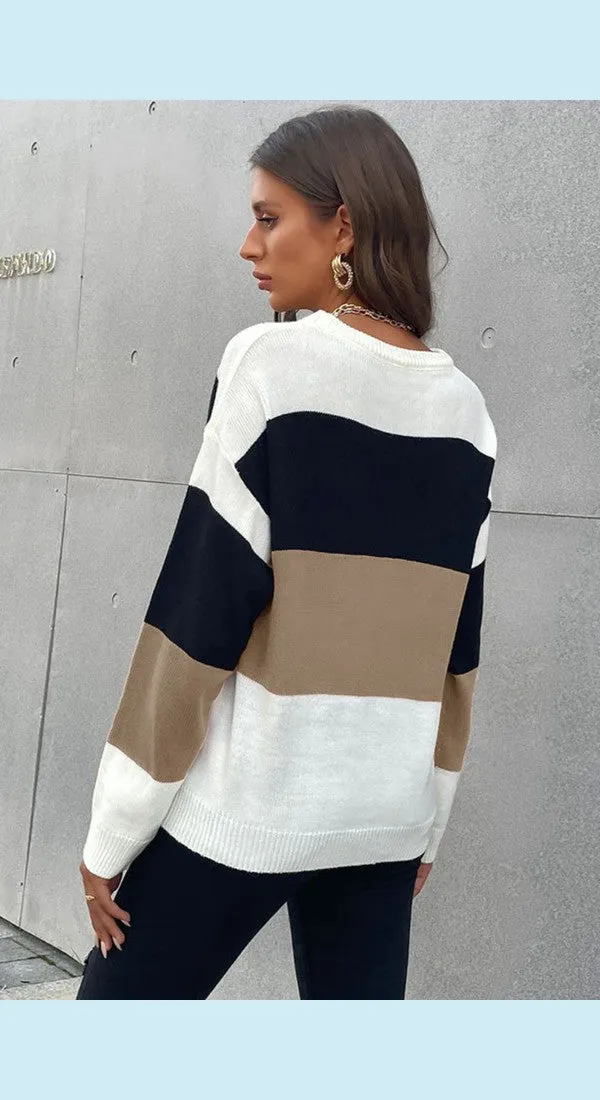 Longing For Fall Stylish Color Block Sweater