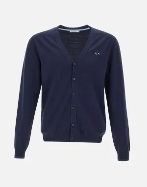 Men's Navy Blue V-Neck Cardigan