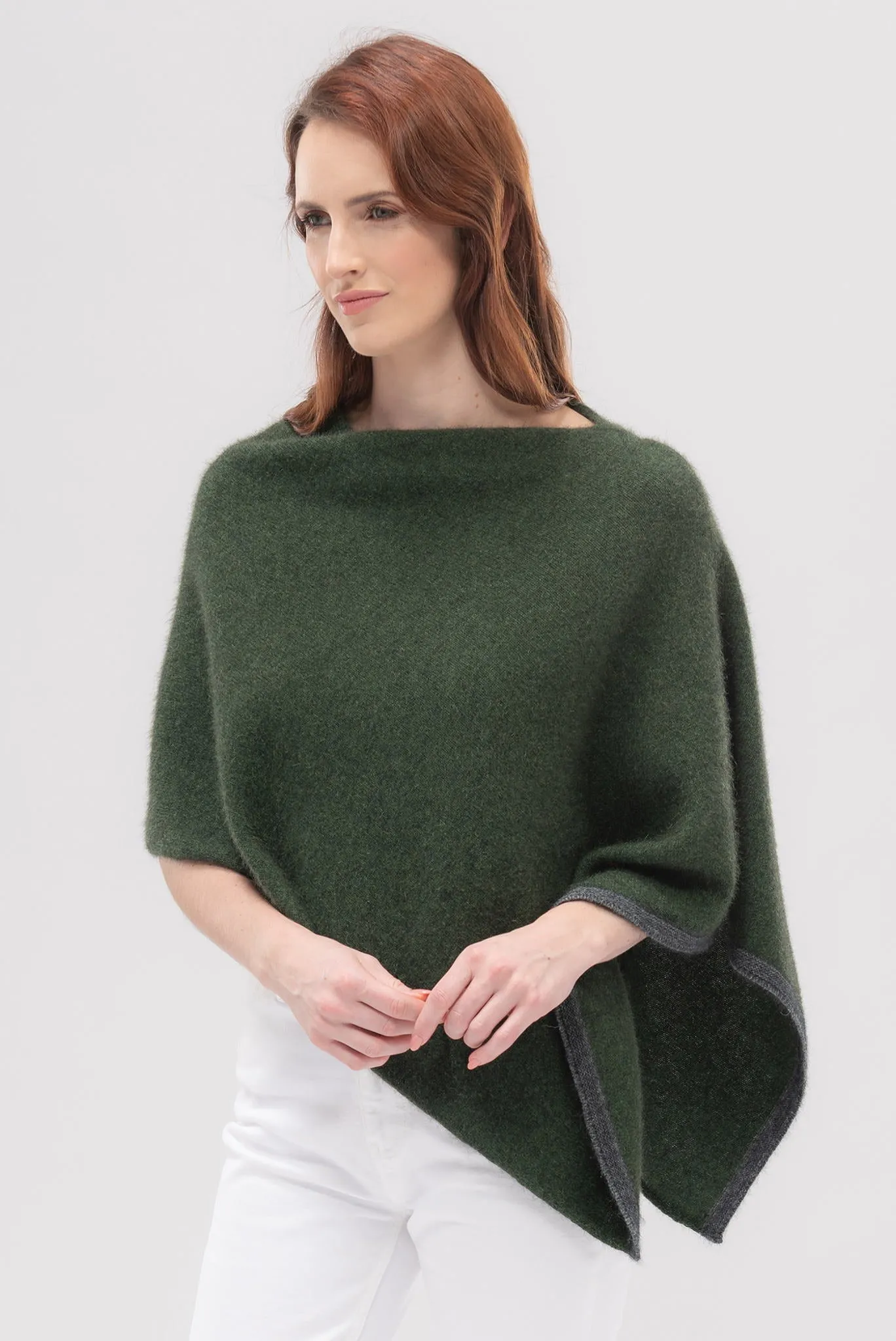 Merinomink - 1623 Two Tone Poncho in Merino Wool and Possum Fur