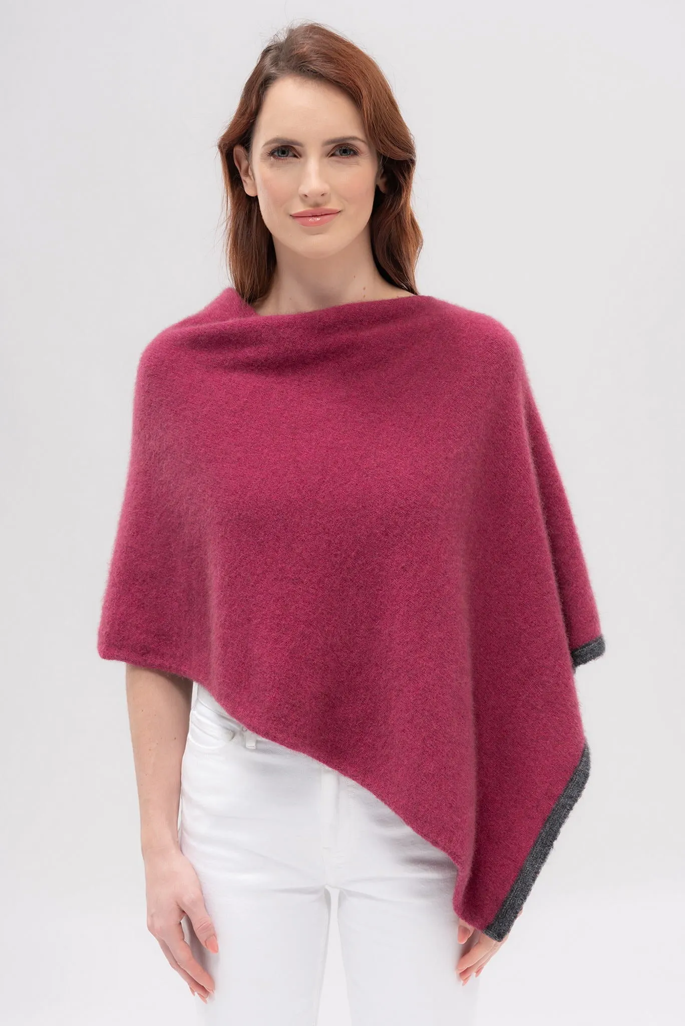 Merinomink - 1623 Two Tone Poncho in Merino Wool and Possum Fur