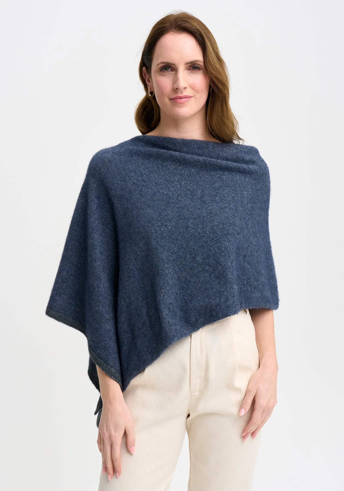 Merinomink - 1623 Two Tone Poncho in Merino Wool and Possum Fur