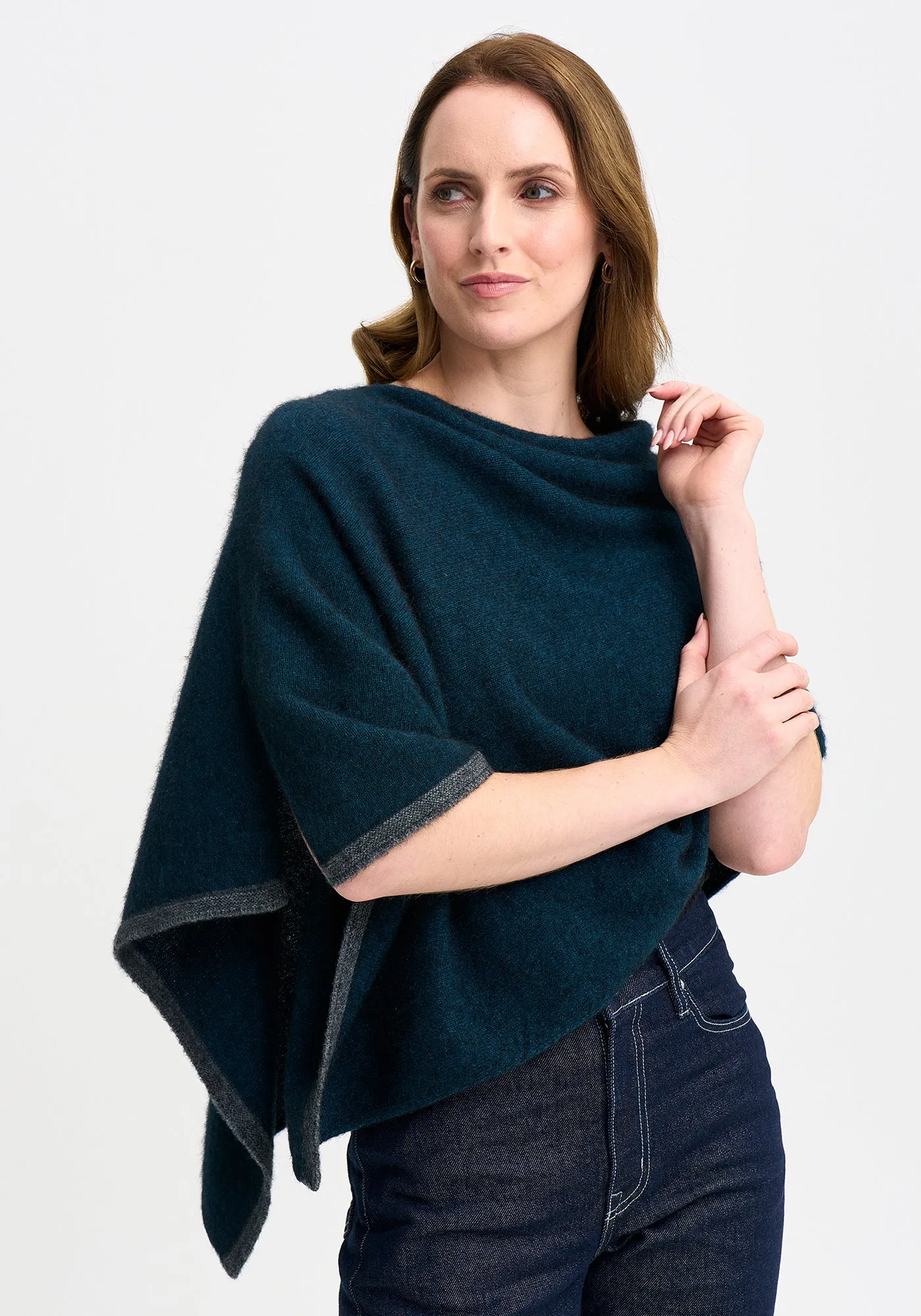 Merinomink - 1623 Two Tone Poncho in Merino Wool and Possum Fur