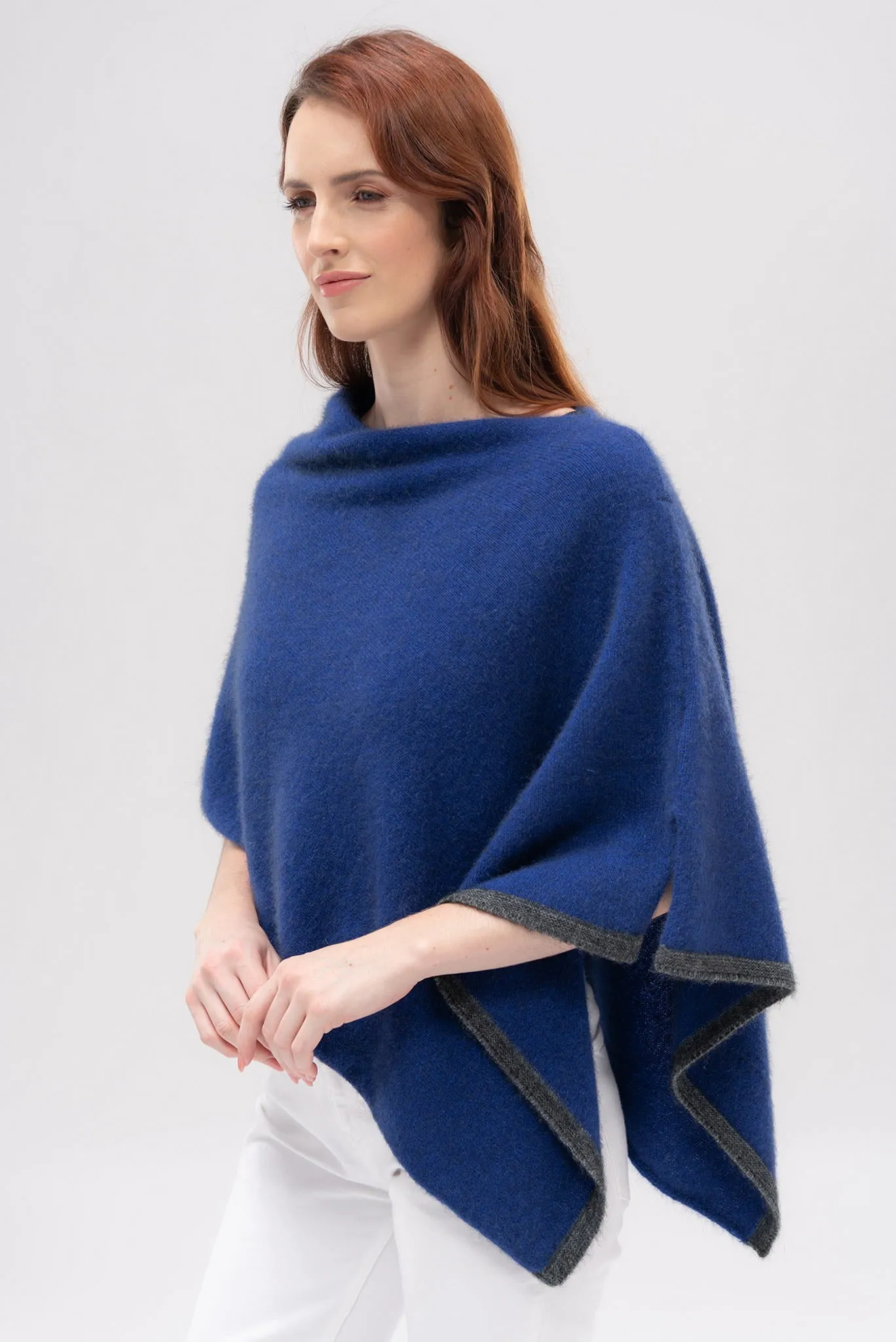 Merinomink - 1623 Two Tone Poncho in Merino Wool and Possum Fur