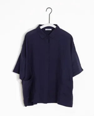 Naomi-May Organic Cotton & Linen Shirt In Midnight