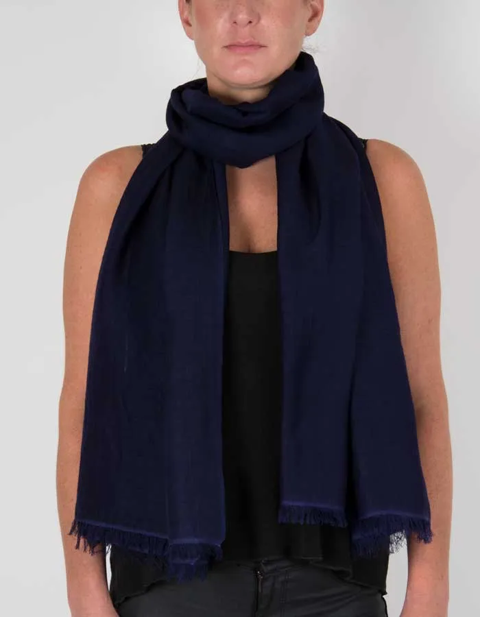 Navy Shawl Wool Silk Mix