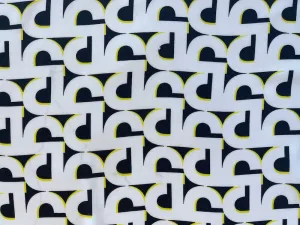 Neon Yellow & Black Typographical Maze Rayon Challis (Made in Italy)