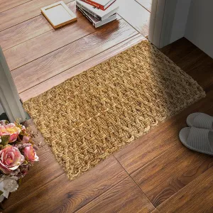 OnlyMat Knotted Luxe Mat - Braided and Knotted Mat - Hand Woven and Organic Braided Jute Mat