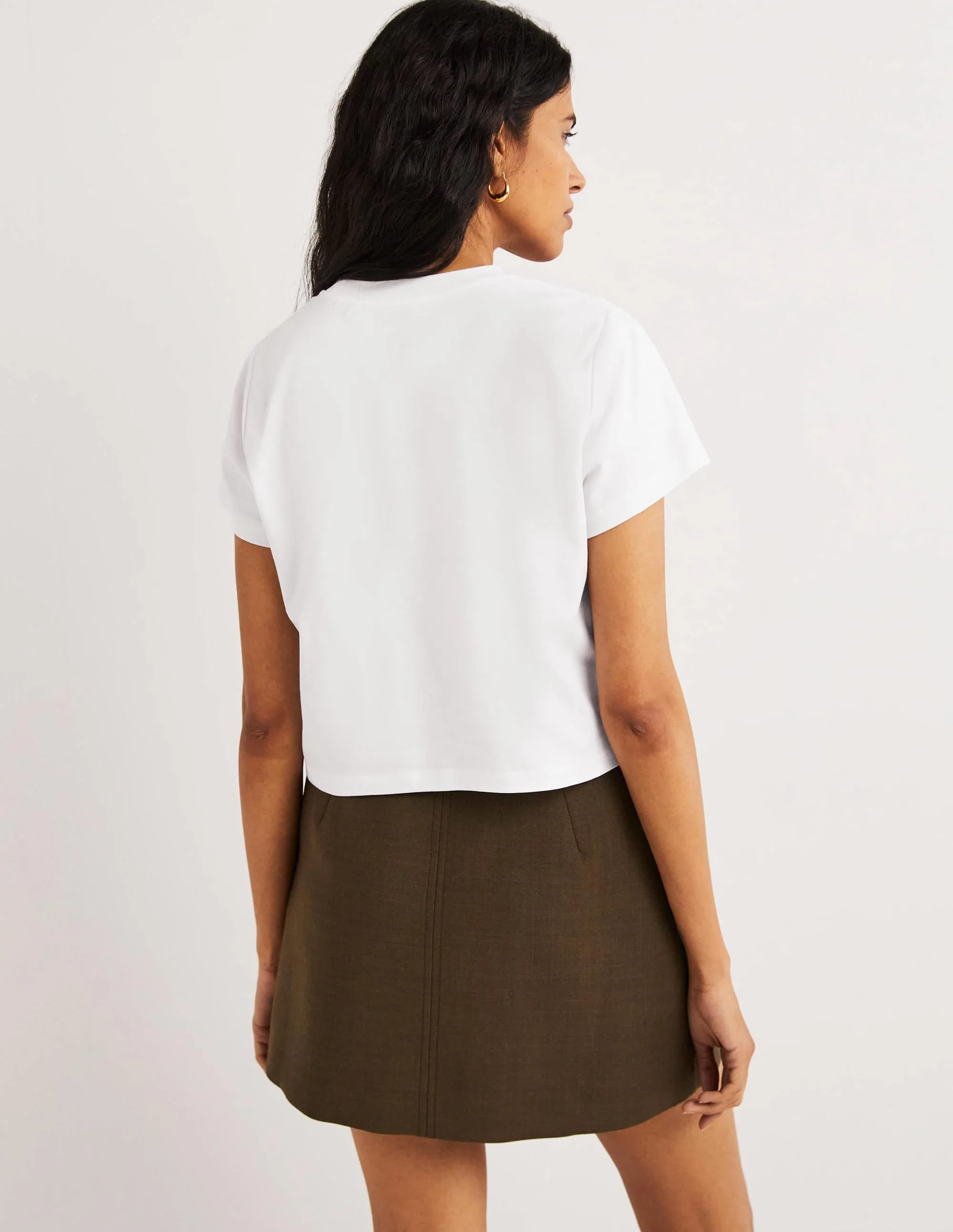 Perfect Cotton Cropped T-Shirt-White