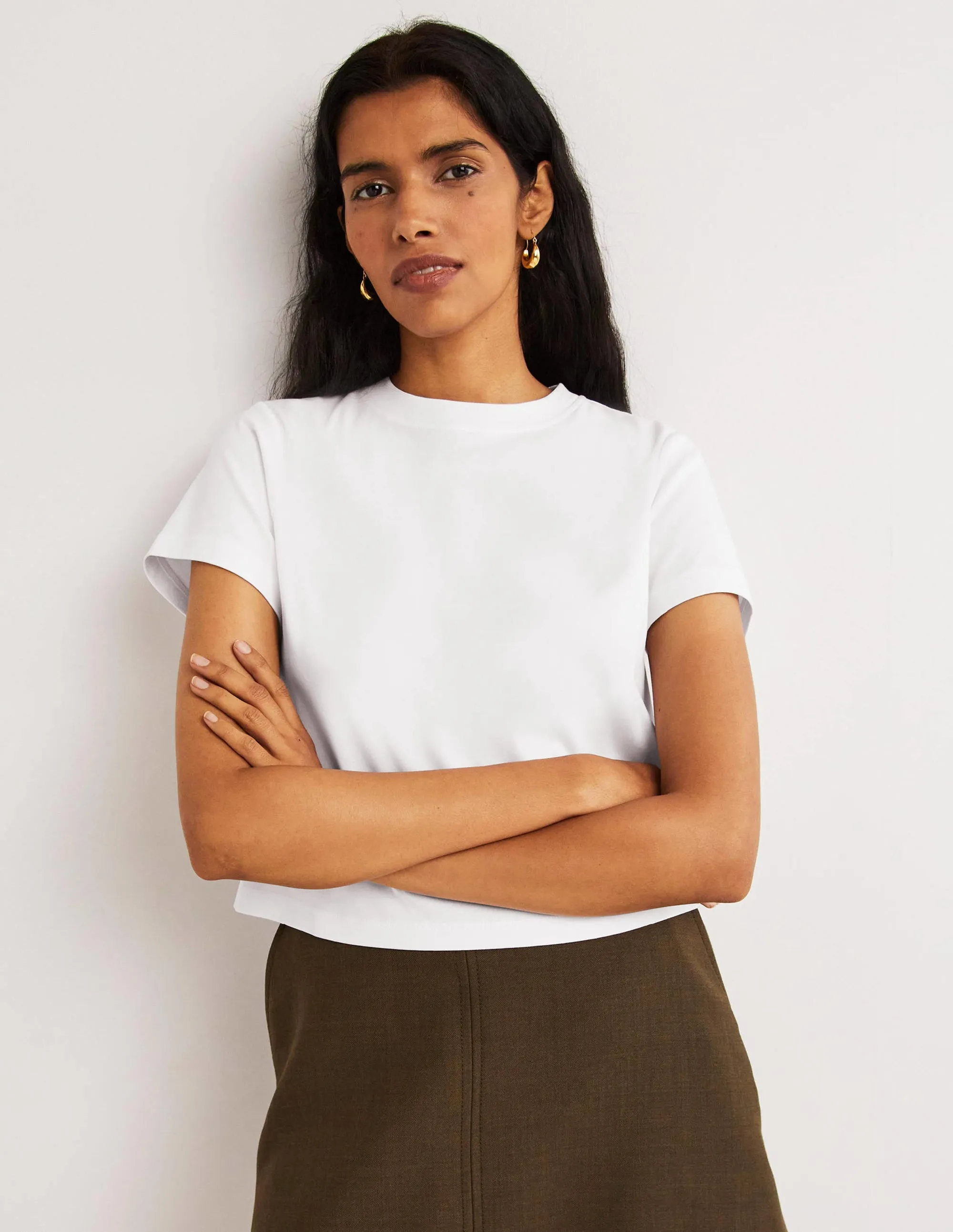 Perfect Cotton Cropped T-Shirt-White