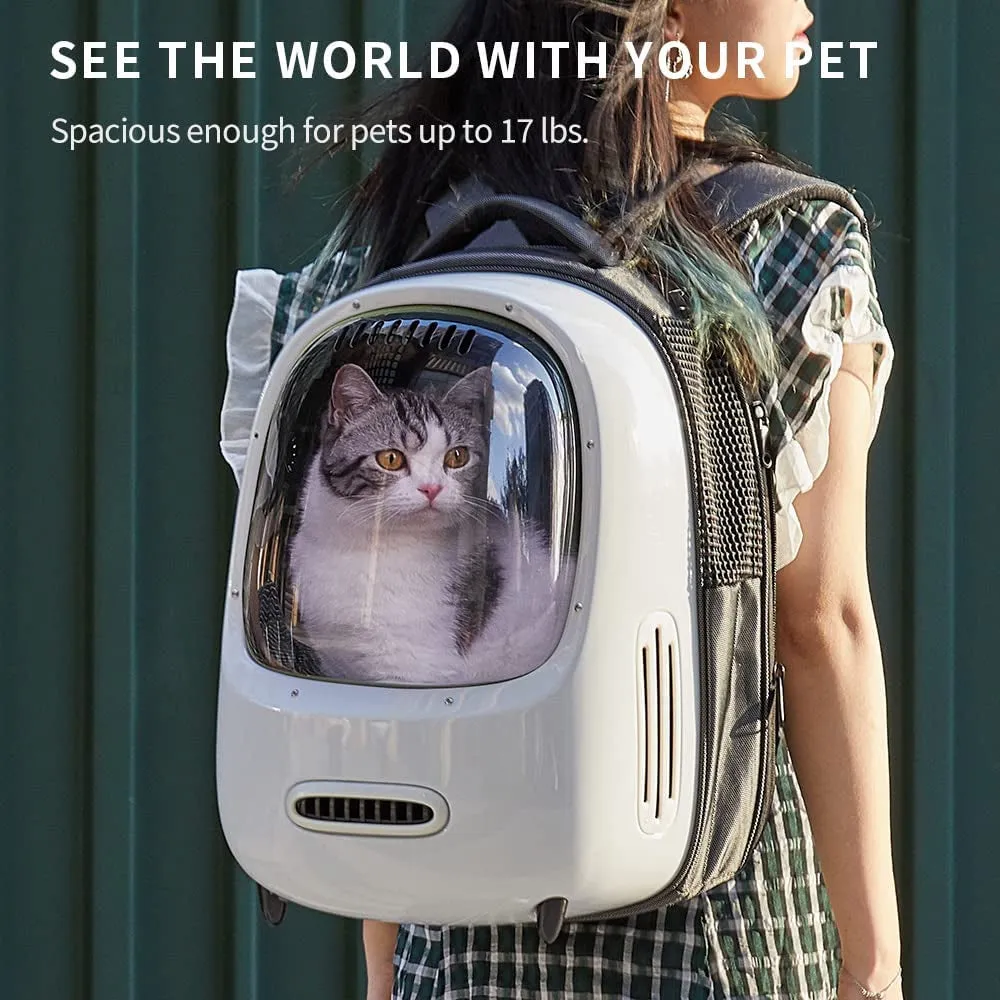 Professional Product Title: "Premium Ventilated Pet Backpack Carrier with Integrated Fan and Light - Ideal for Travel, Hiking, and Walking - Lightweight and Spacious Outdoor Backpack for Cats and Puppies"