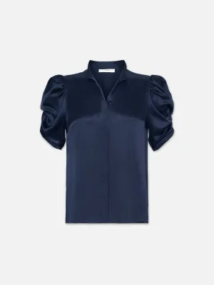 Puff Sleeve Blouse -- Navy