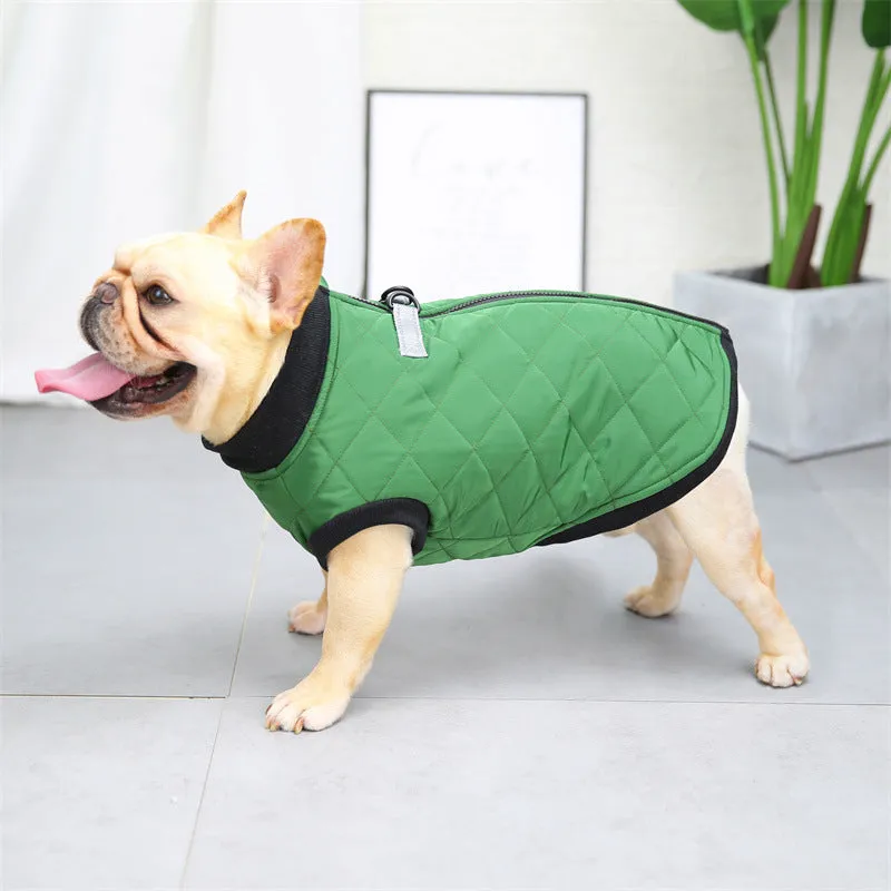 Quilted Vest with Leash Ring for French Bulldog (WJ14)