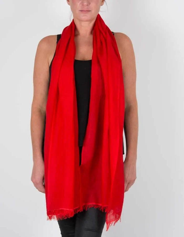 Red Shawl Wool Silk Mix