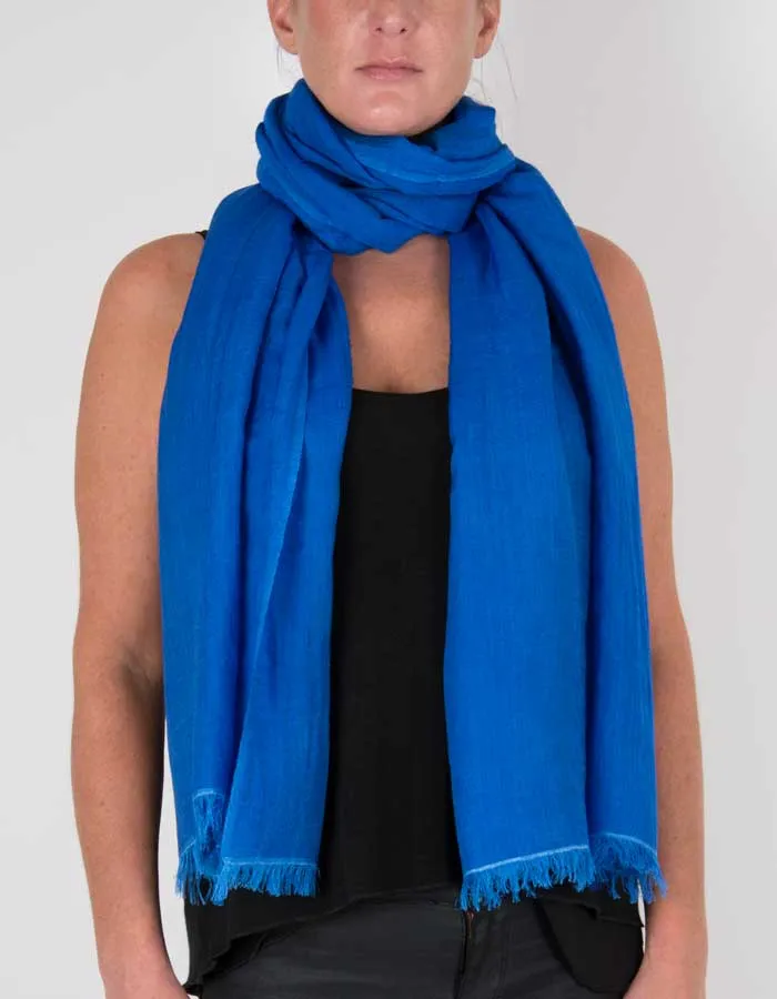 Royal Blue Shawl Wool Silk Mix