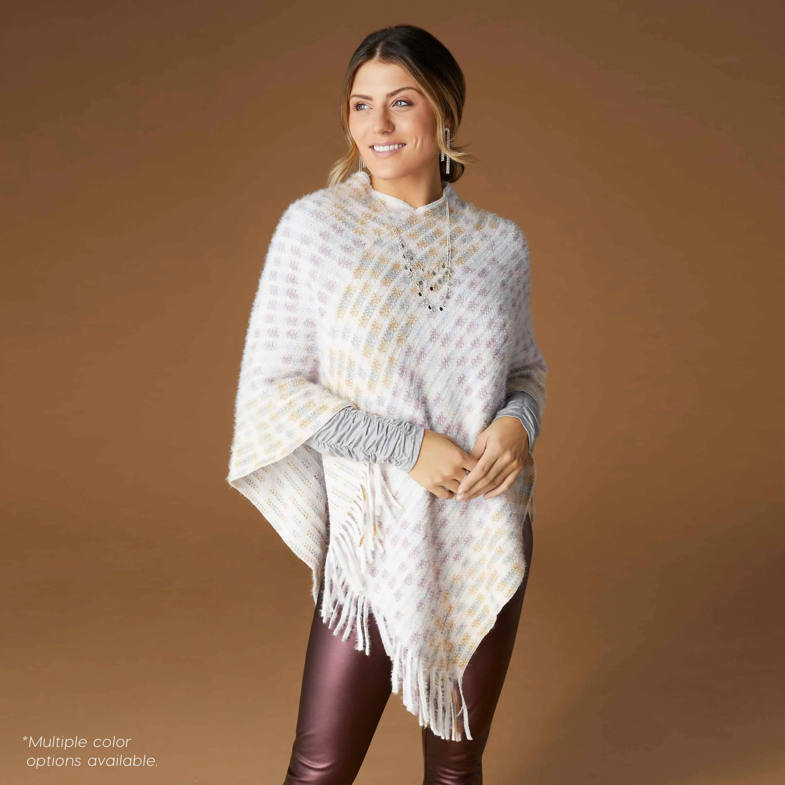 Rylee Striped Poncho with Fringe - Tuscany