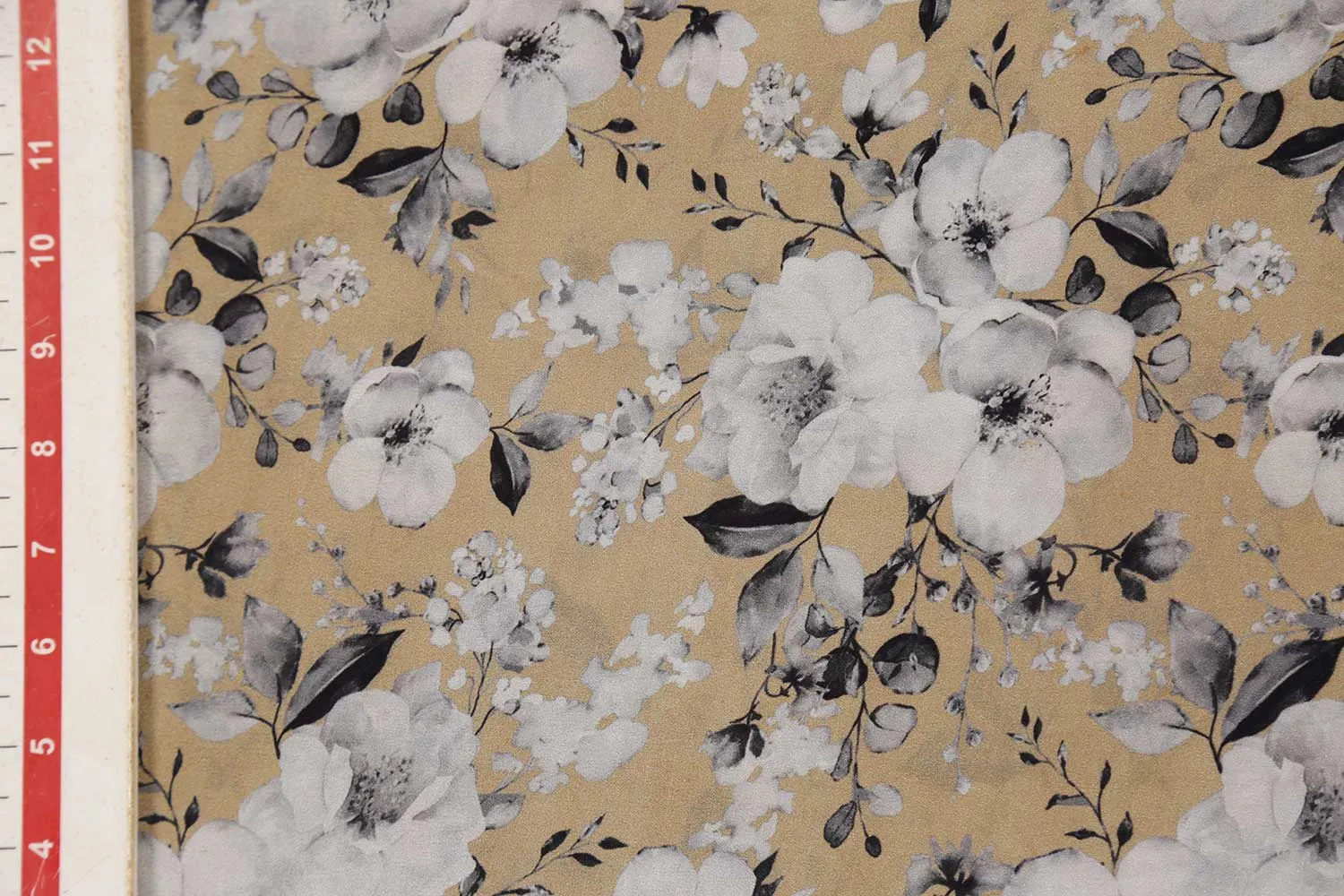 Sand Brown 60 Gram Printed Silk Crepe Fabric