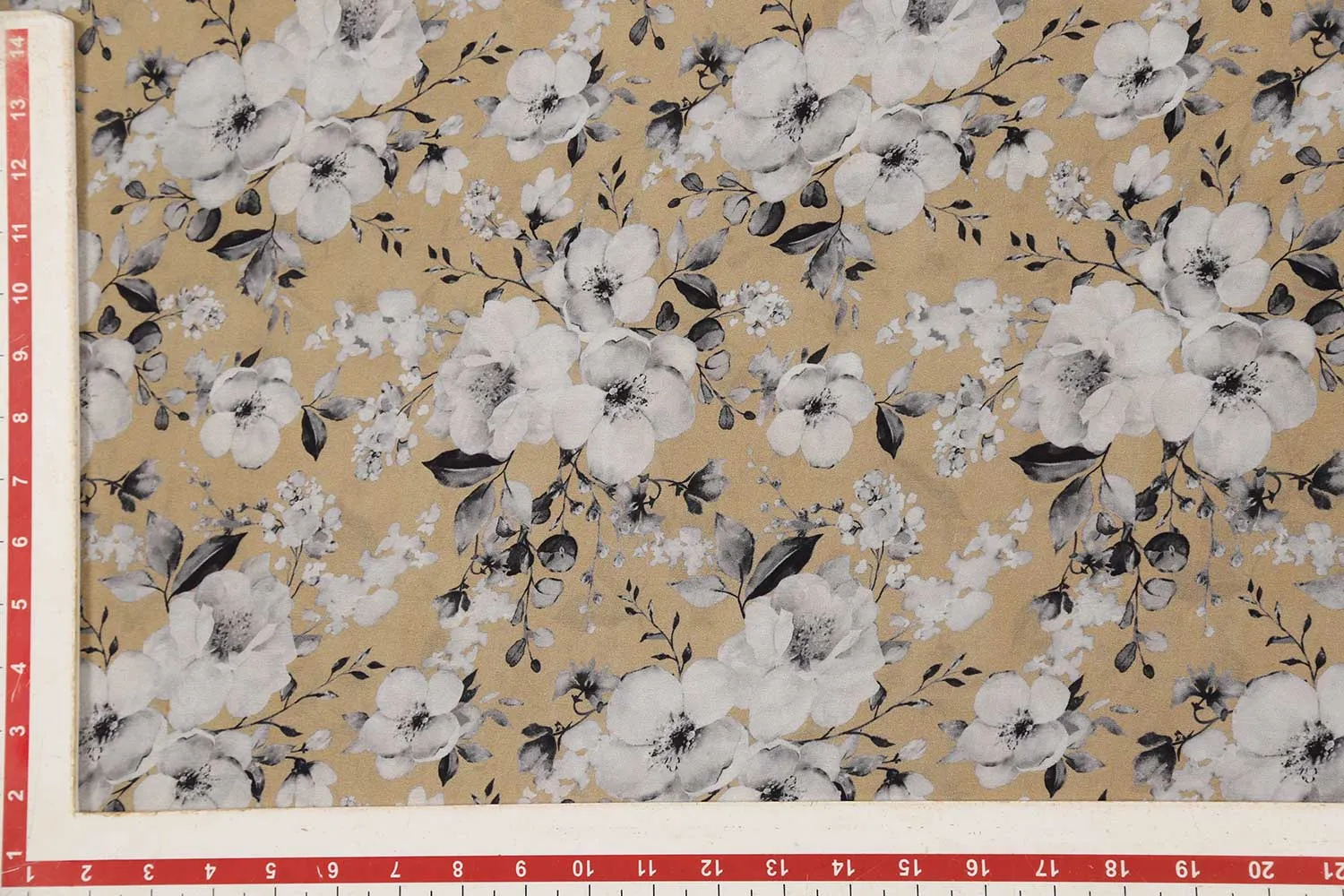 Sand Brown 60 Gram Printed Silk Crepe Fabric