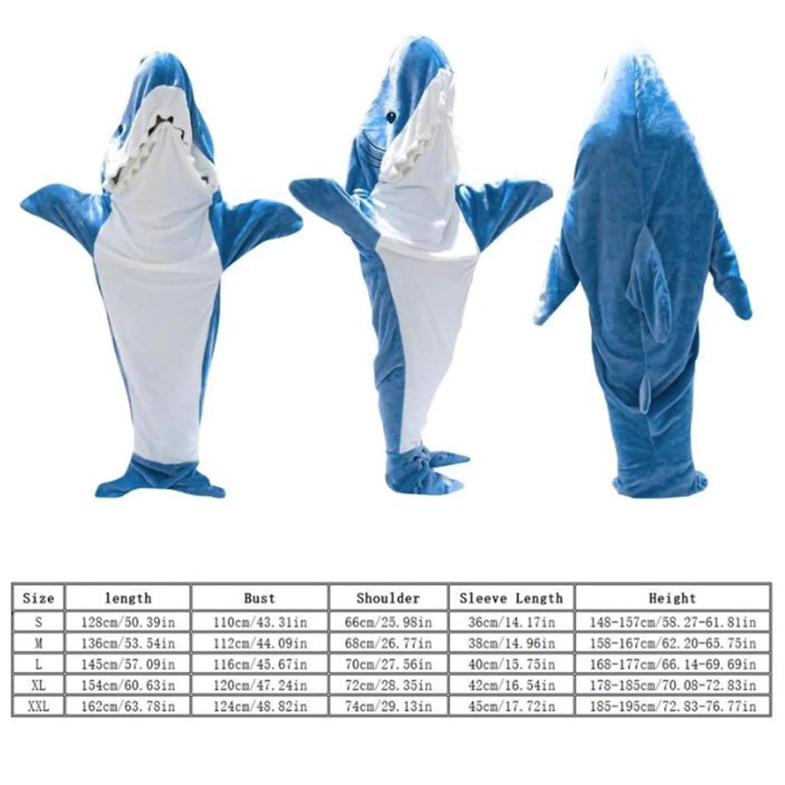 SAZ DEKOR Shark Blanket Parties Plush Funny Clothing Comfortable Cosplay Shark Costume L