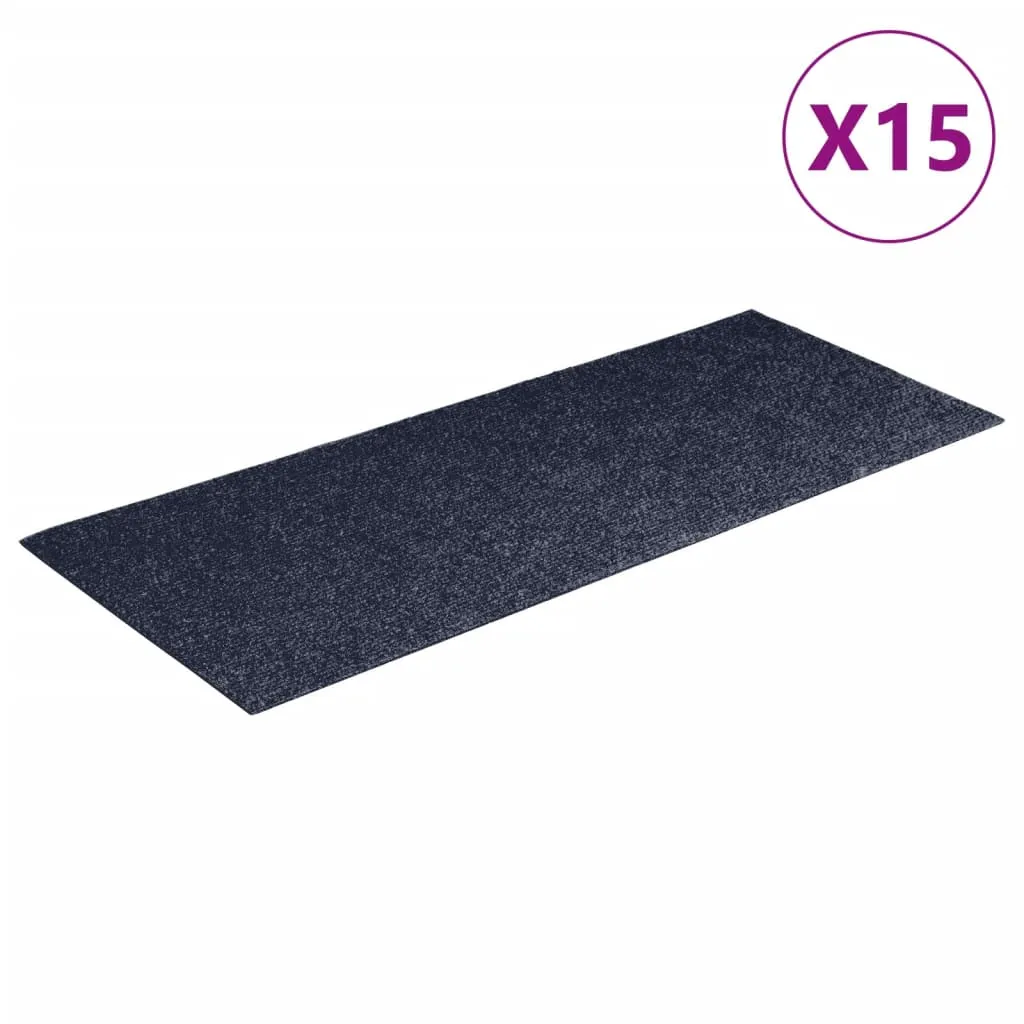 Self-adhesive Stair Mats Rectangular 15 pcs 60x25 cm Grey Blue