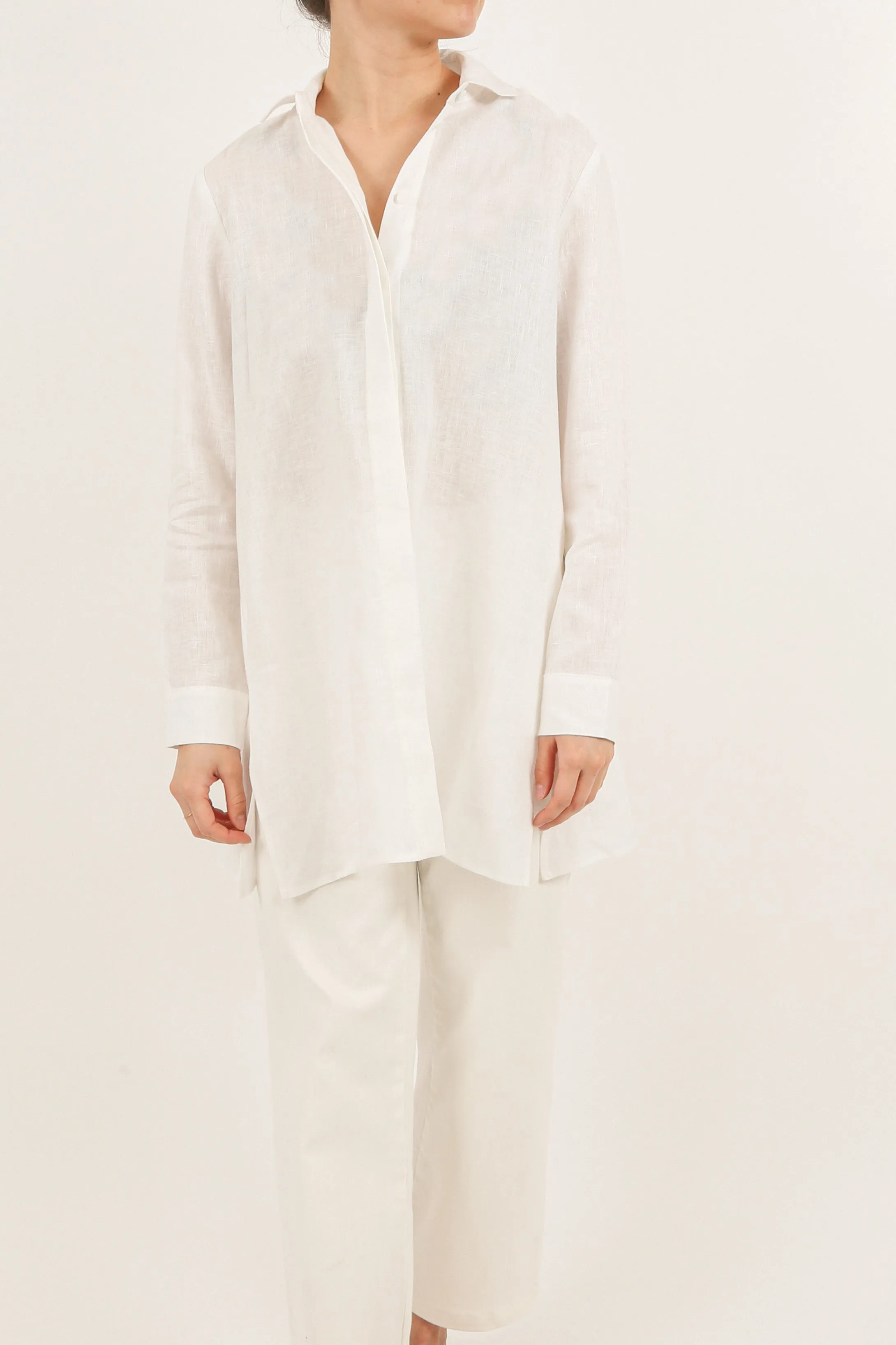 SELLA SHIRT IN ITALIAN LINEN WHITE