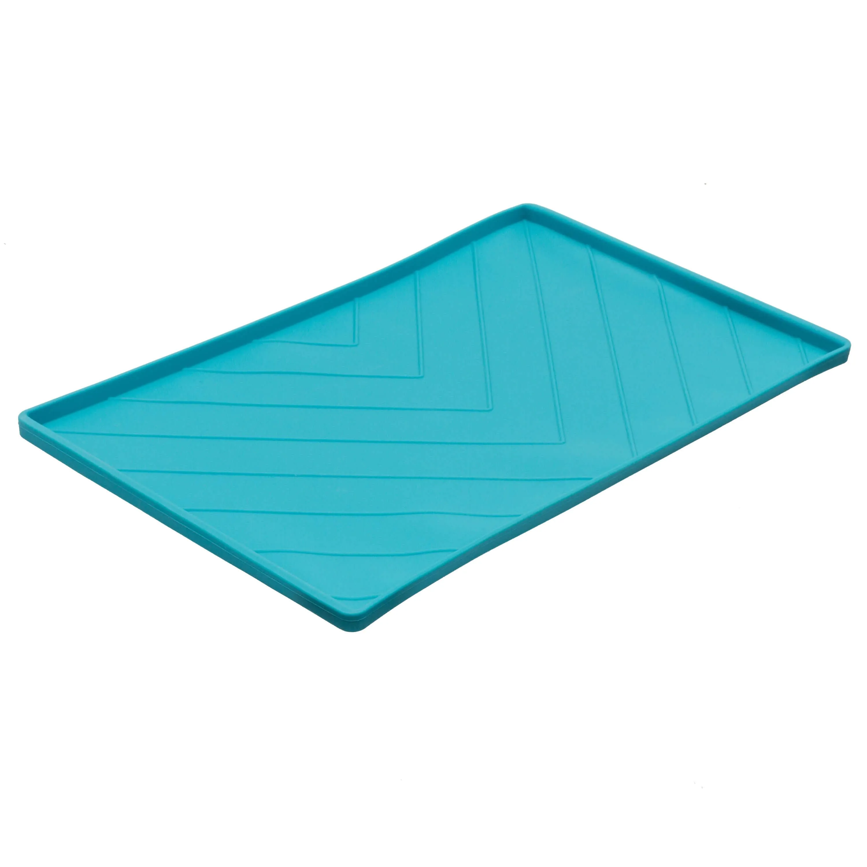 Silicone Non-Slip Dog Bowl Mat with Raised Edge to Contain the Spills, Large 24"X16"