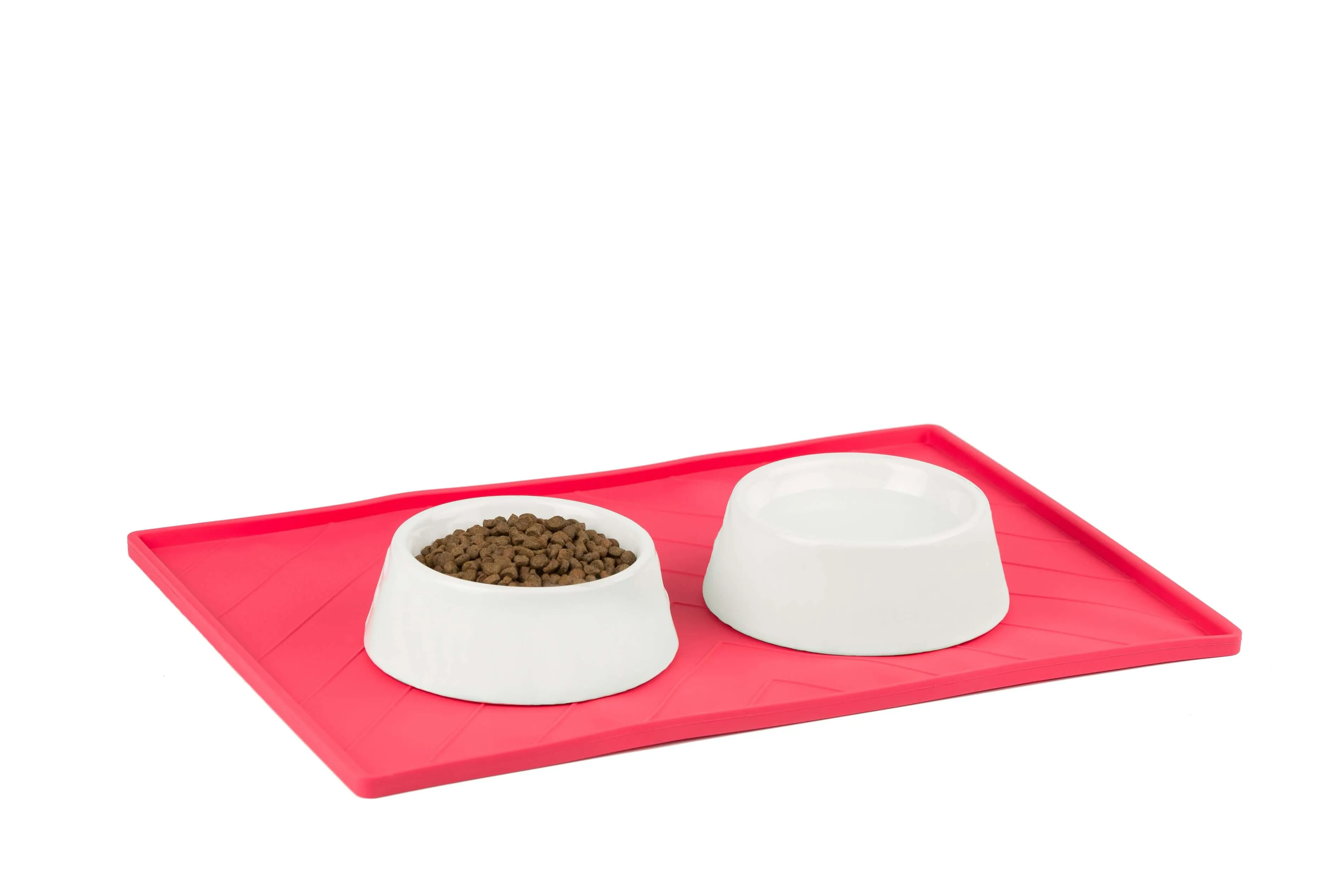 Silicone Non-Slip Dog Bowl Mat with Raised Edge to Contain the Spills, Large 24"X16"