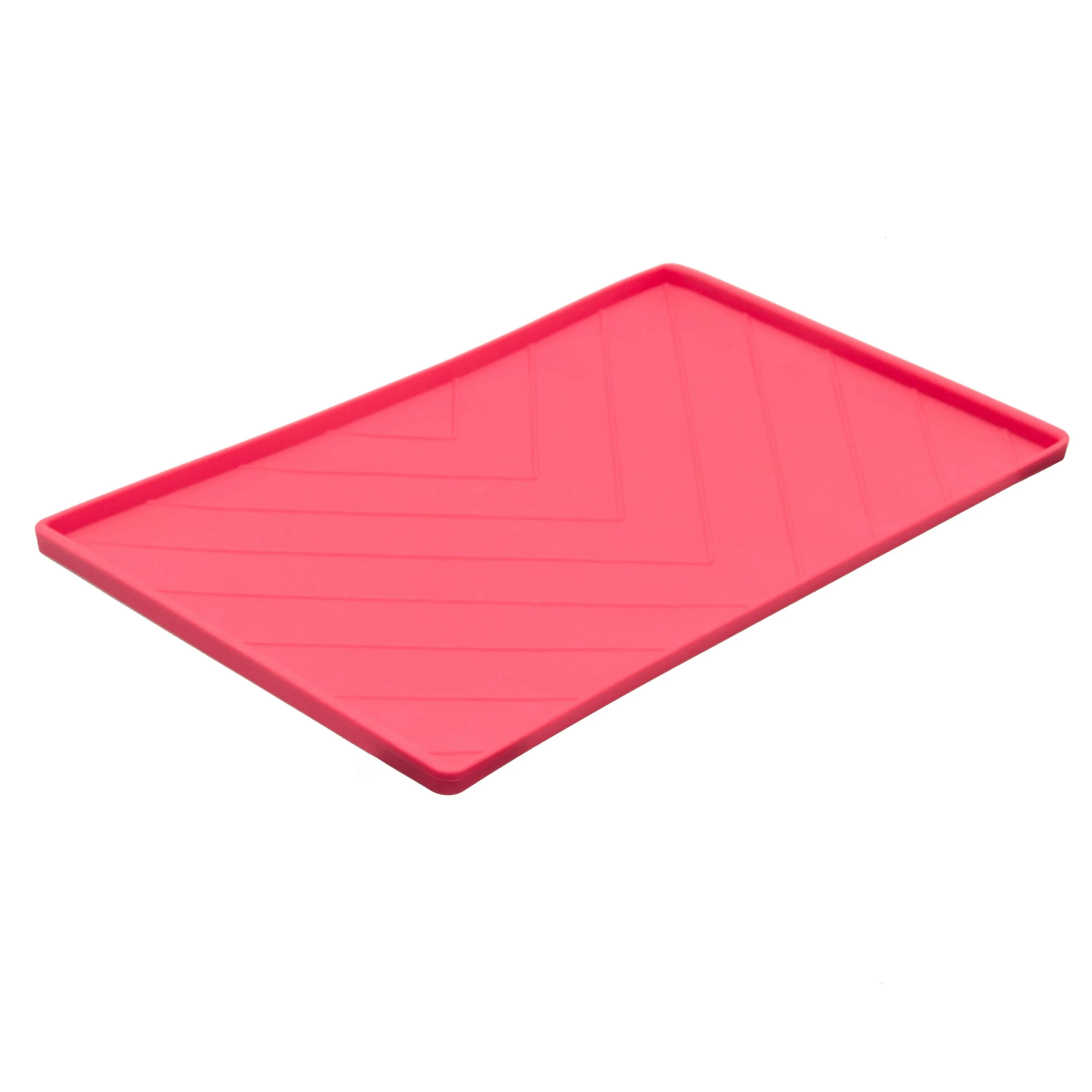 Silicone Non-Slip Dog Bowl Mat with Raised Edge to Contain the Spills, Large 24"X16"