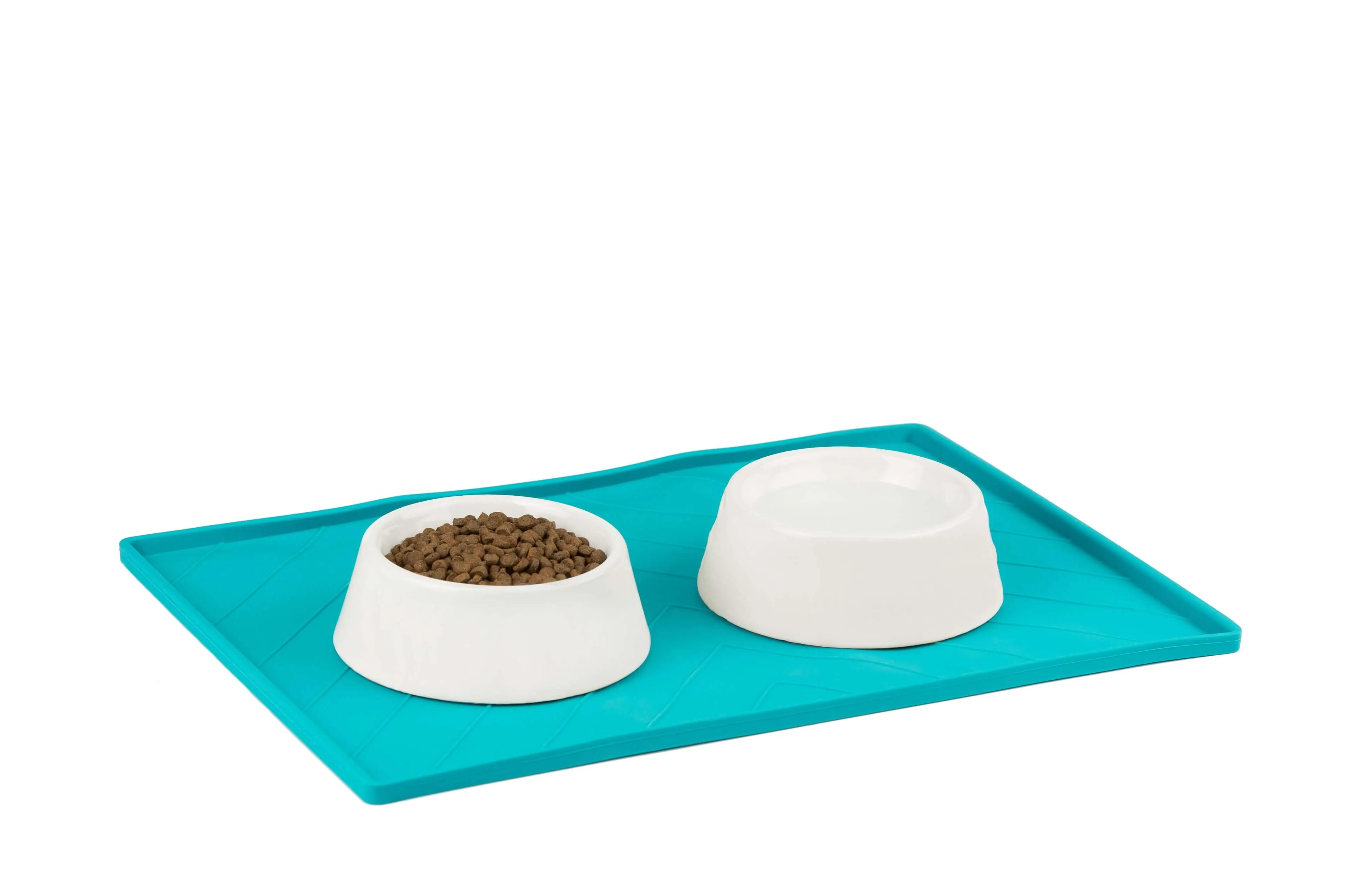 Silicone Non-Slip Dog Bowl Mat with Raised Edge to Contain the Spills, Large 24"X16"