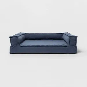 Sofa Bolster Dog Bed - M - Blue - Boots & Barkley