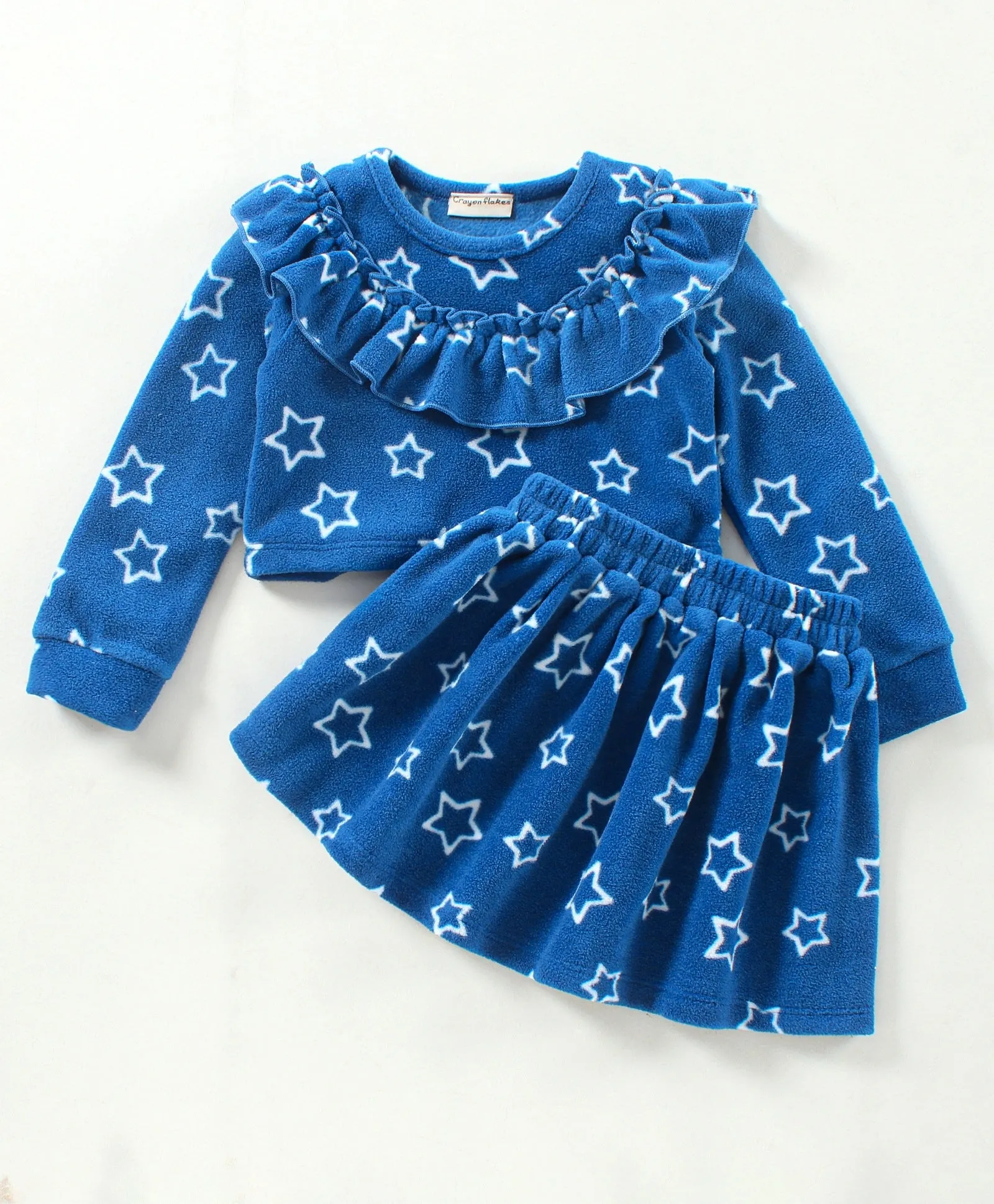 Stars with Frill Polar Fleece Top Skirt Set