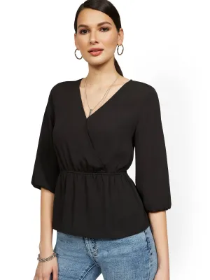 Tall Cinch-Waist Wrap Top