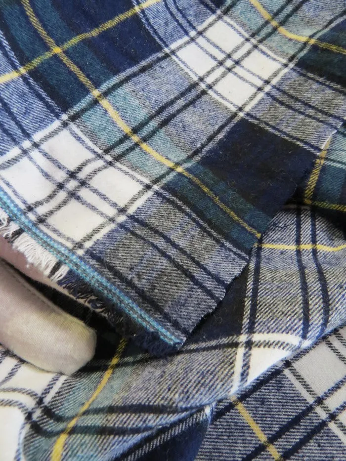 Tartan Plaid Uniform Apparel Flannel Fabric / Light Blue / 30 Yard Roll