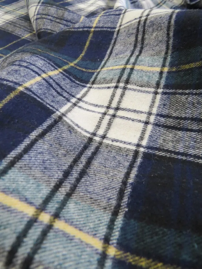 Tartan Plaid Uniform Apparel Flannel Fabric / Light Blue / 30 Yard Roll