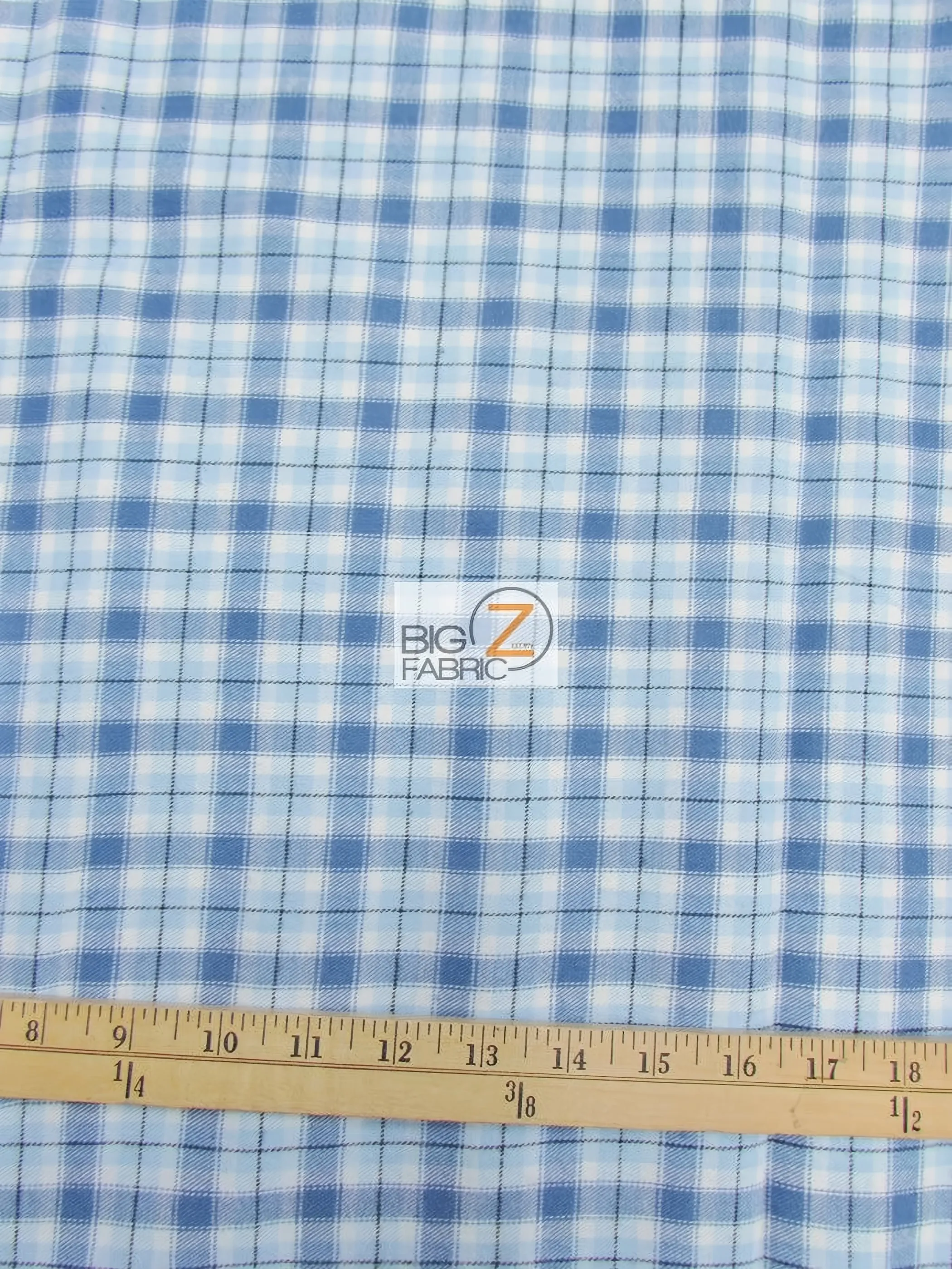 Tartan Plaid Uniform Apparel Flannel Fabric / Light Blue / 30 Yard Roll