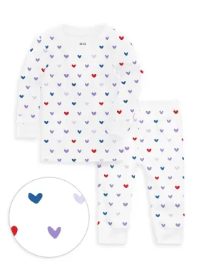 The Organic Long Sleeve Pajama Set [Lilac Hearts]