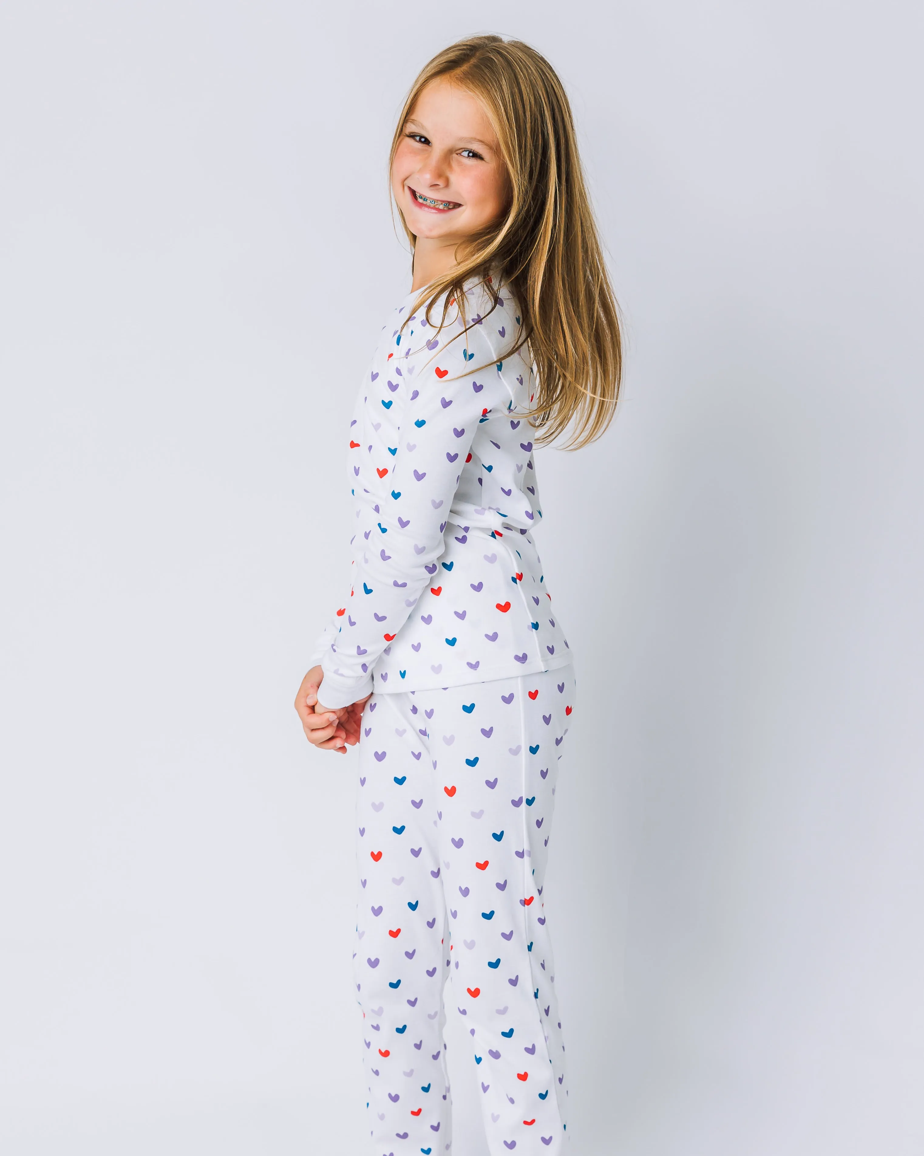 The Organic Long Sleeve Pajama Set [Lilac Hearts]