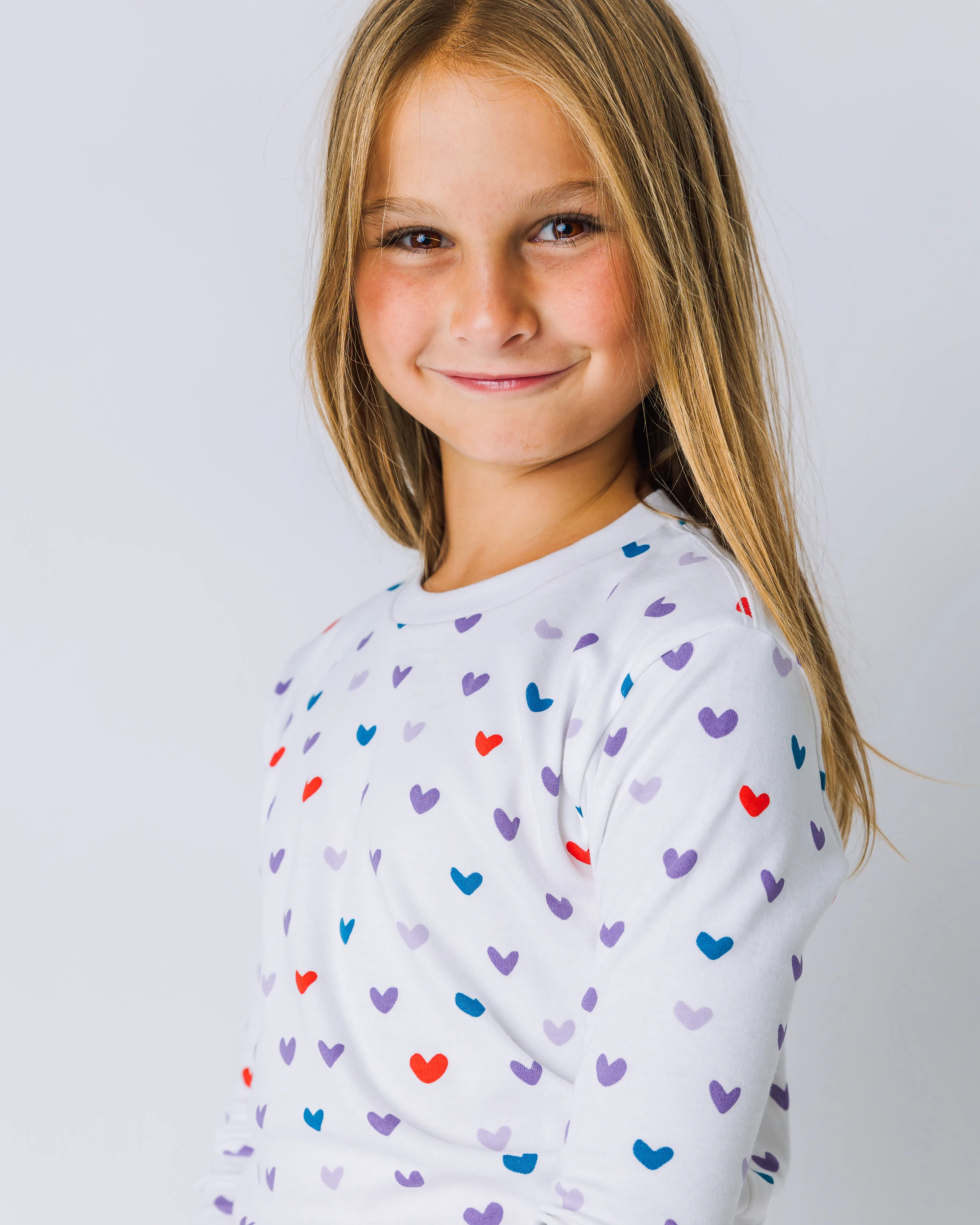 The Organic Long Sleeve Pajama Set [Lilac Hearts]