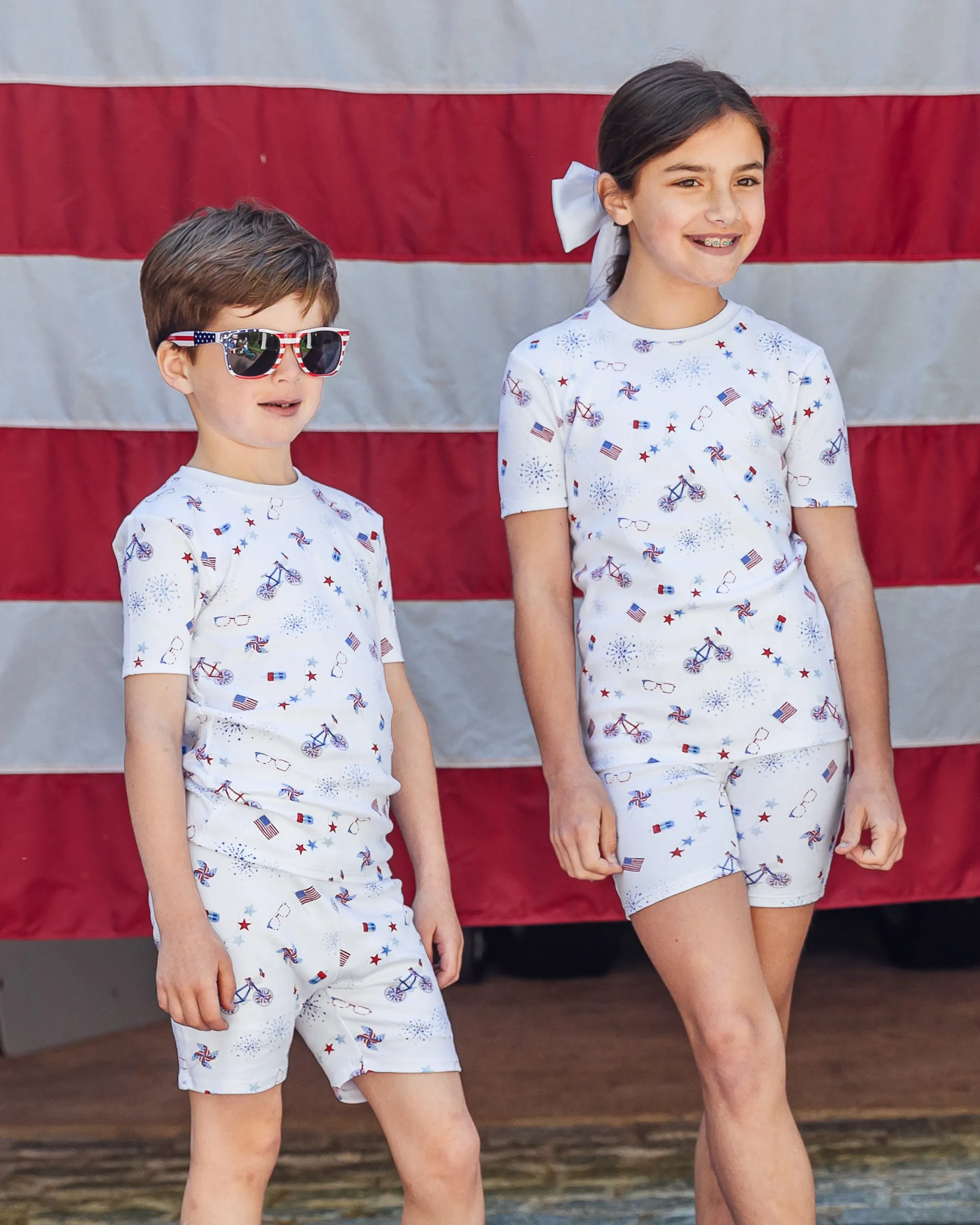 The Organic Short Sleeve Pajama Set [Bike Parade]