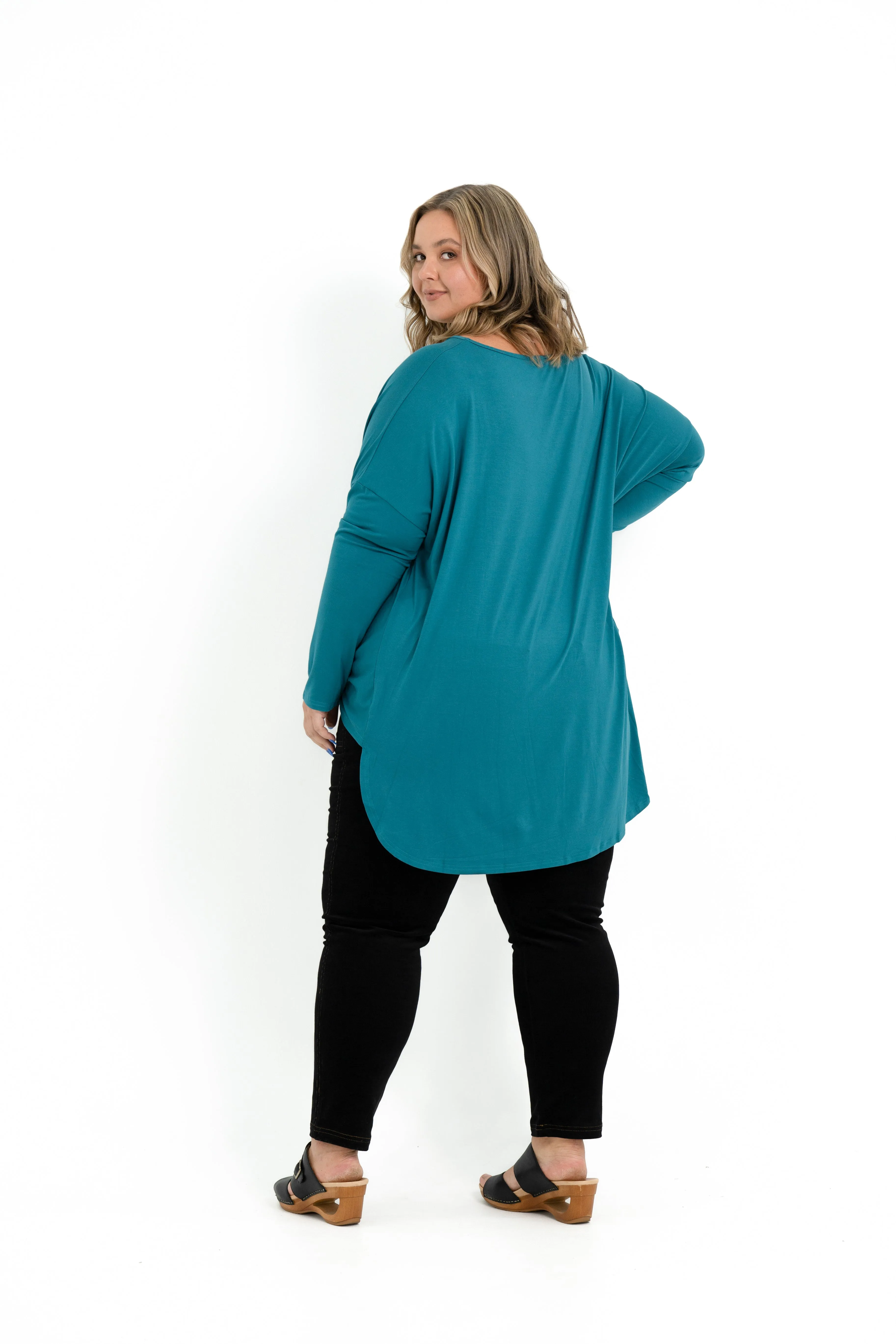 'TWISTED' Bamboo Twist Front Top - Teal