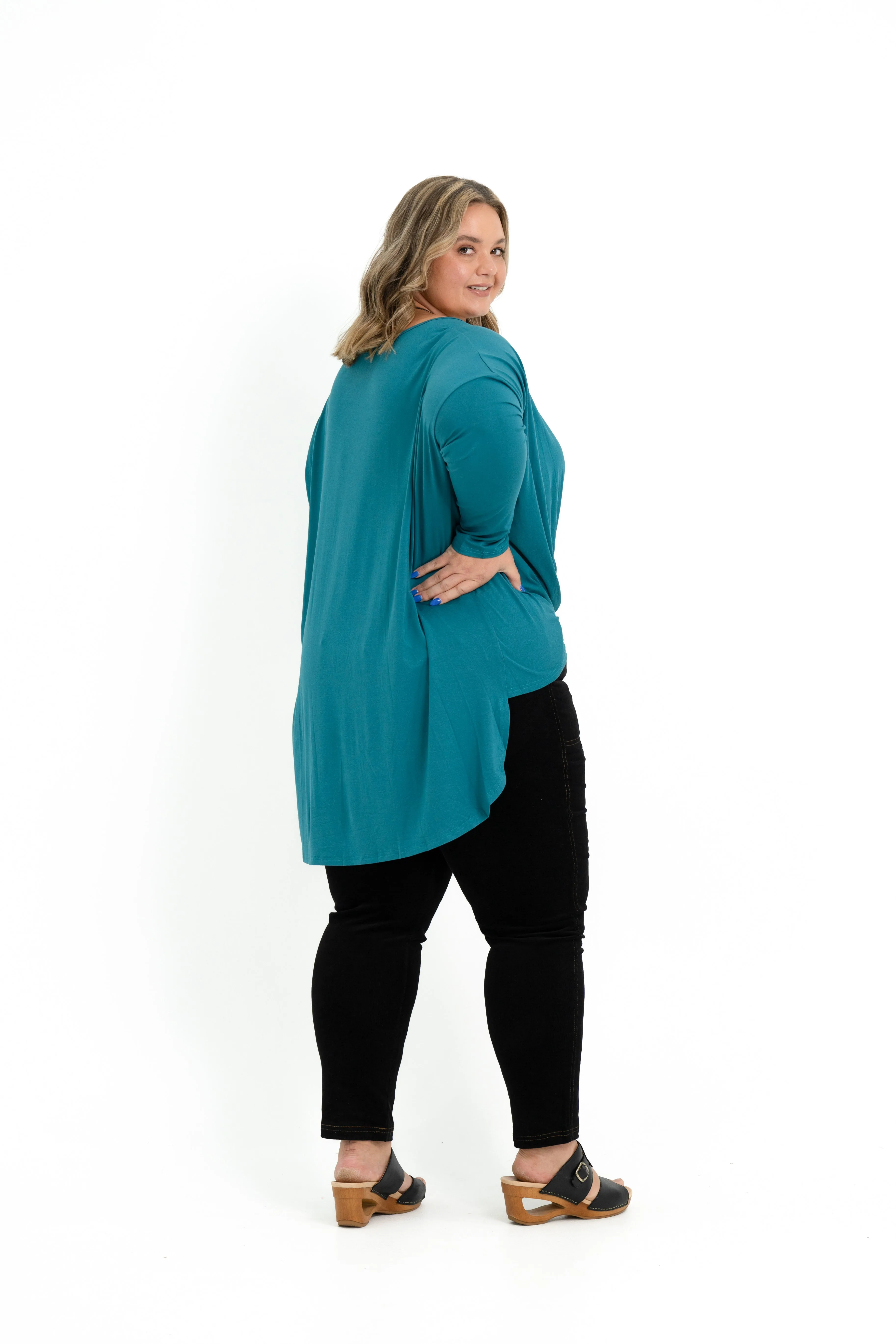 'TWISTED' Bamboo Twist Front Top - Teal