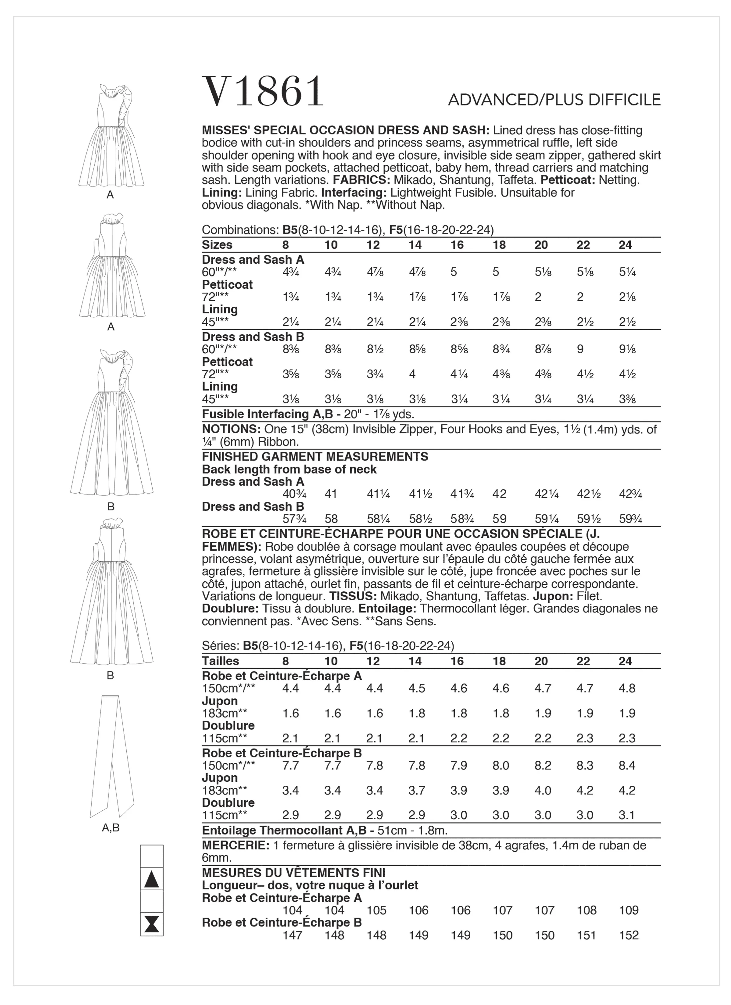 Vogue Pattern V1861 Misses' Special Occasion Dress