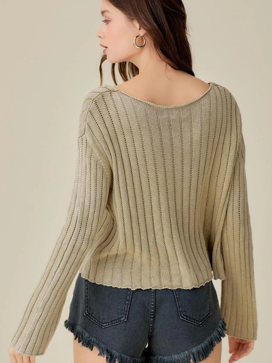 Washed Just Right Cropped Knit Top