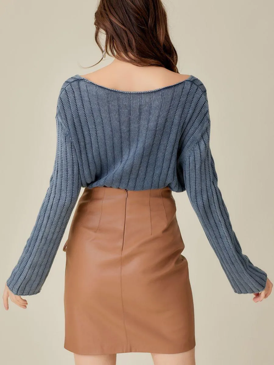 Washed Just Right Cropped Knit Top