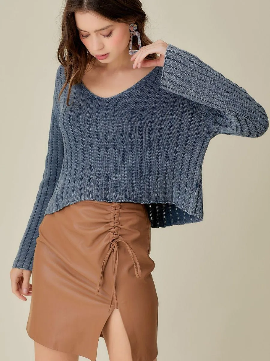 Washed Just Right Cropped Knit Top