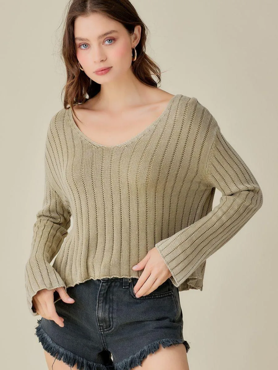 Washed Just Right Cropped Knit Top