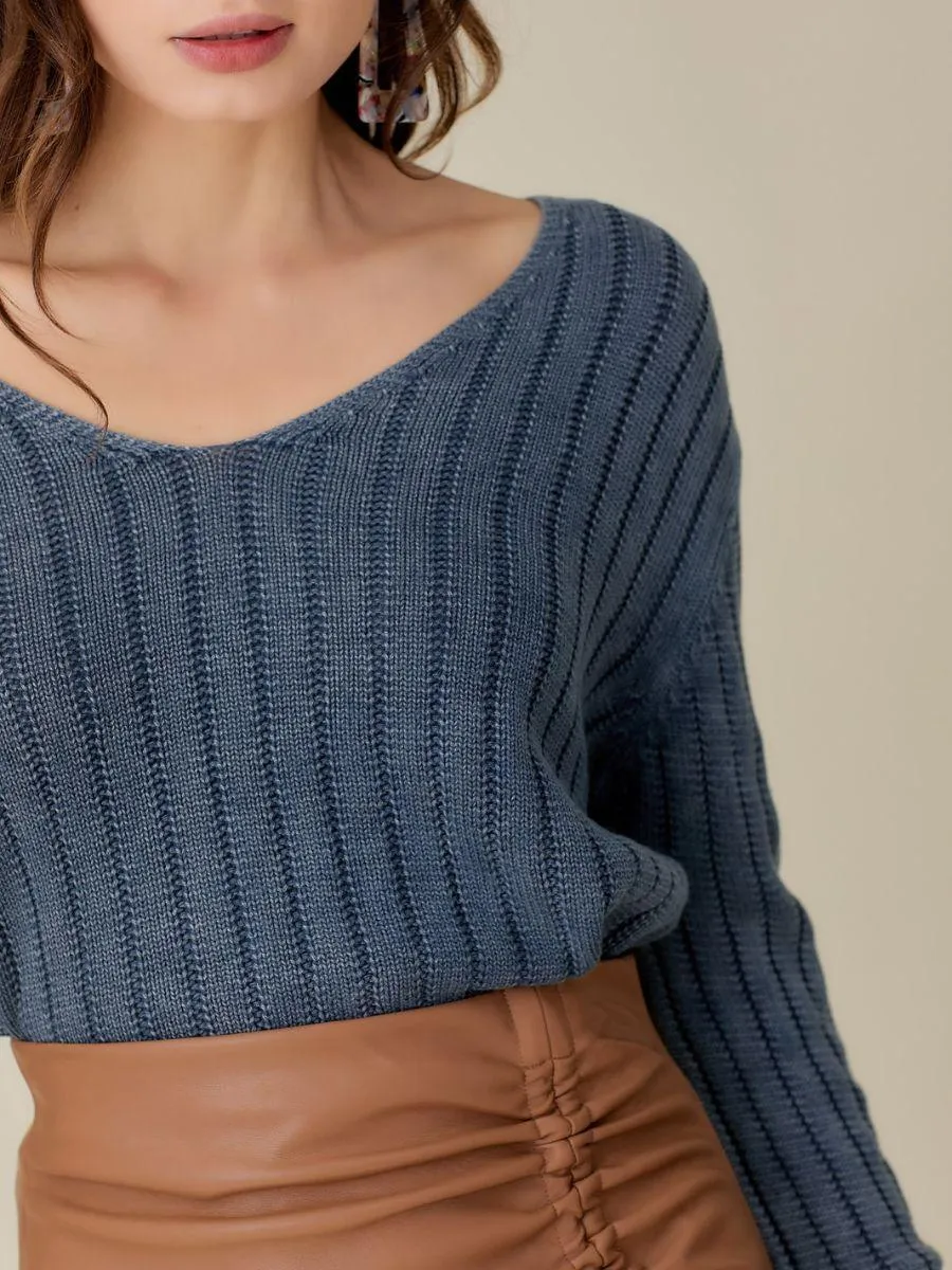 Washed Just Right Cropped Knit Top