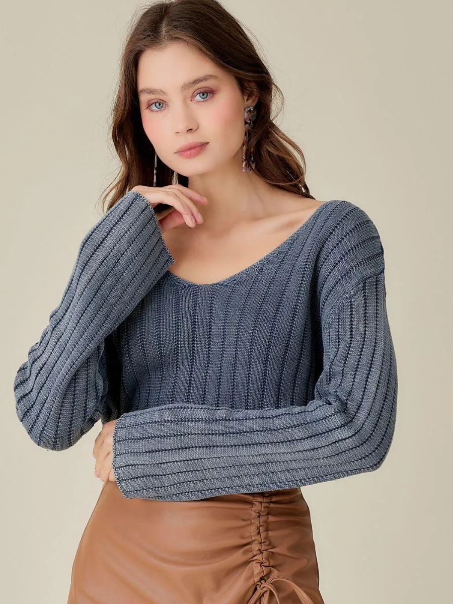 Washed Just Right Cropped Knit Top